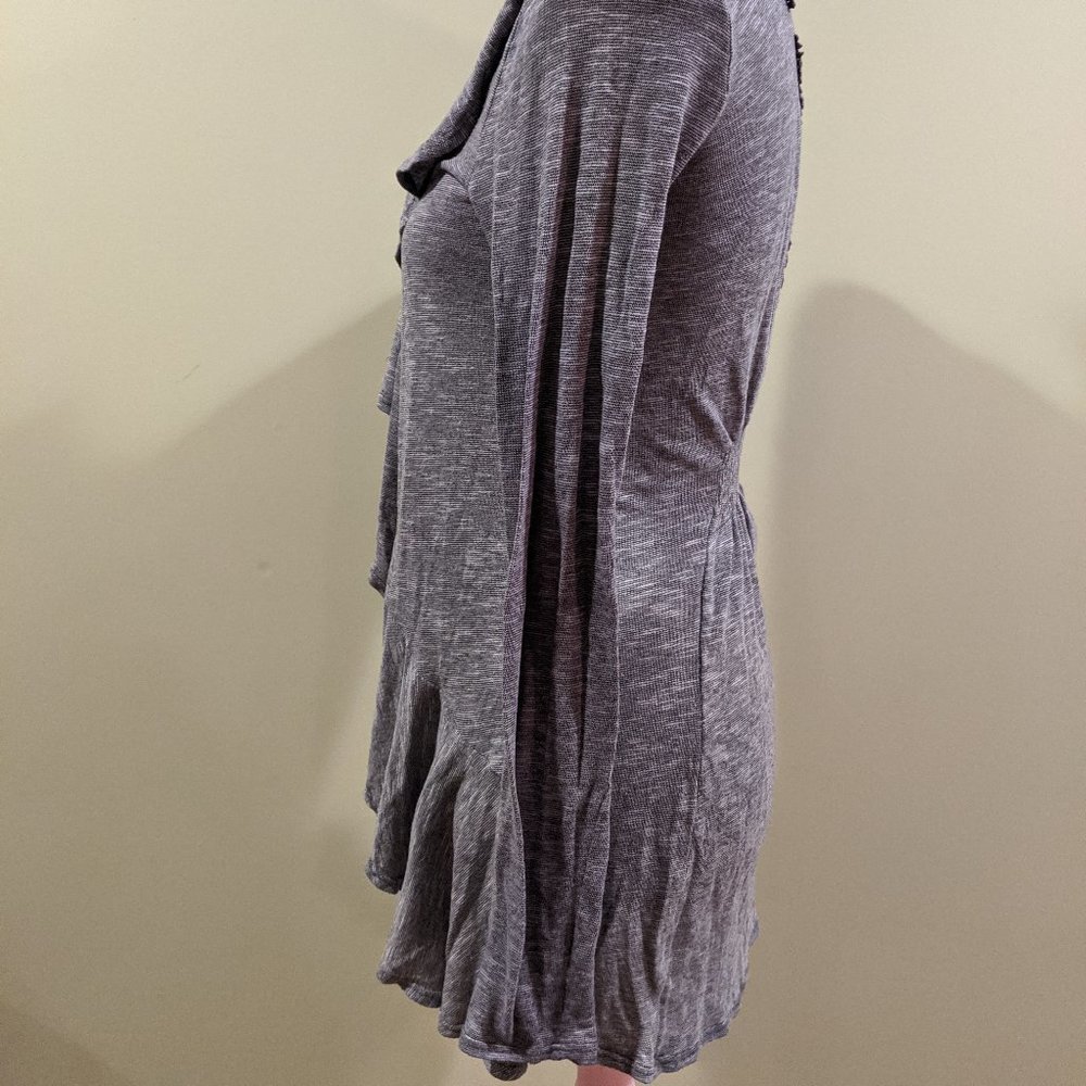 Gray Ruffled Lace Cardigan - Picture 2 of 7